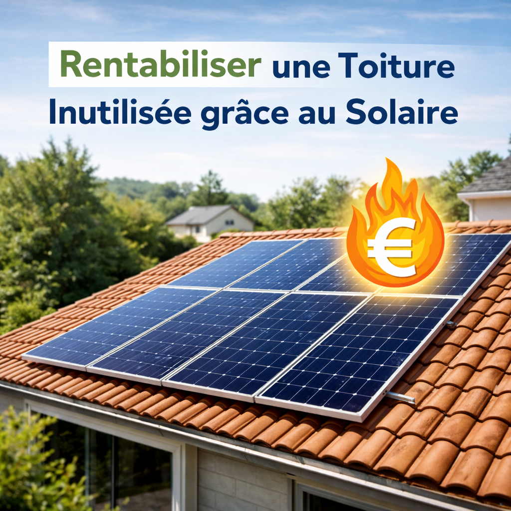 Toiture inutilisée équipée de panneaux solaires pour générer des revenus photovoltaïques